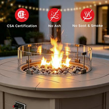 Costaelm 47" Modern Outdoor Patio Backyard Round Propane Counter Height Fire Pit Table (Rocks Not Included), Weathered Wood