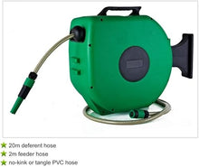 CFDZCP Automatic Retractable Hose Reel, Wall Mount Water Hose Reel Auto Rewind, with Spray Gun, 180 Degree Pivot, Garden Watering, Car Washing