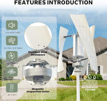 8000W Vertical Windmill Wind Turbine 3 Blades Permanent Maglev Alternative Energy Generator with Mppt Charge Controller for Home Use,12v