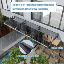 KAKVSRBPER Sturdy Door Canopy Polycarbonate Window Awning Cover 0.1in Think Patio Rain Shelter Porch Garden Canopy Awning for Uv Rain Snow Protection, Aluminum Black Bracket(Brown,39x142in)