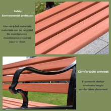 ERoomQ Outdoor GThe Bench,Park GThe Terrace Benches Leisure Bench, Weatherproof Outdoor Bench with Cast Iron Frame and Anticorrosive Solid Wood, 2-3 Seat Courtyard Bench with Backrest