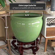 Red Lantern 20" Celadon Porcelain Fishbowl, Green