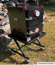 Big Wood Smoker Heavy Duty Charcoal Cabinet Smoker for Outdoor BBQ Grills Cooking, Black