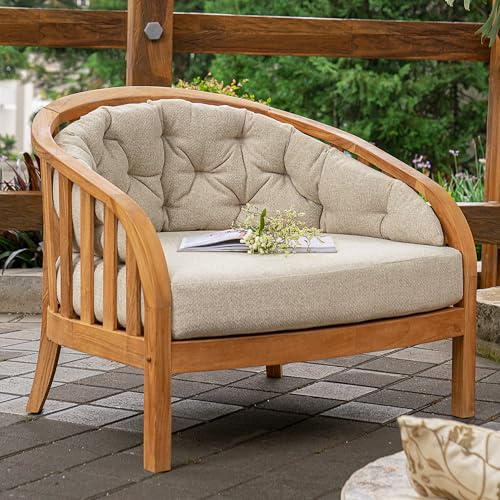 Cambridge Casual Barnese Teak Wood Outdoor Lounge Chair Natural Teak / Tan Cushion