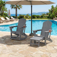 CABIHOME Set of 4 Comfortable Folding Adirondack Rocking Chairs, HDPE All-Weather Outdoor Seats with Two Cup Holders, Perfect for Patio, Porch & Garden