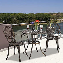 European Style Cast Aluminum Outdoor 3 Piece Patio Bistro Set of Table and Chairs with Ice Bucket Bronze Outdoor Furniture Set
