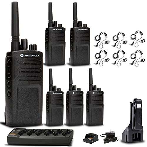 Motorola Solutions 6 Bank Charger with 6 RMV2080 2-Way Radios and 6 HKLN4604 Earpieces Black