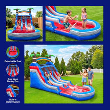 HeroKiddo 13ft Tropic Tide Inflatable Dual Lane Water Slide