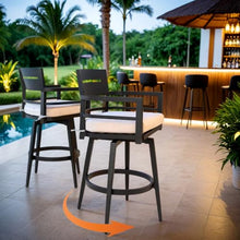 QEGFWE Modern Outdoor Bar Stools Set of 2, Patio Chairs for Garden, Balcony，White-Swivel