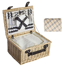 Storage Basket,Wicker Picnic,2 Person Set,Complete Accessories