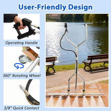 45 inch Surface Cleaner Water Broom, Dual Handle Stainless Steel Pressure Washer Attachment with 7 Nozzles, Concrete Driveway Power Broom Sweeper