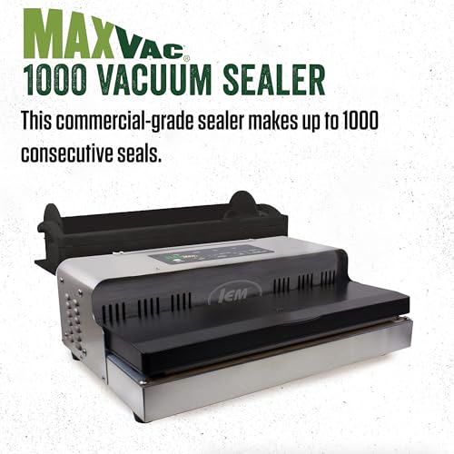 LEM MaxVac 1000 Stainless Steel Vacuum Sealer with Bag Holder and Cutter Silver and Black