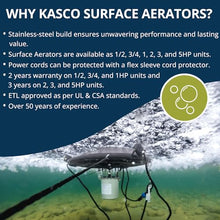 Kasco 1HP Surface Aerator, 240V, 100ft Power Cord