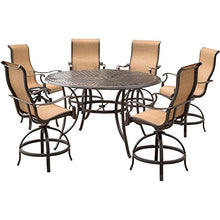 Hanover Manor 7-Piece Outdoor Dining Set with Swivel Chairs and Round Table Tan