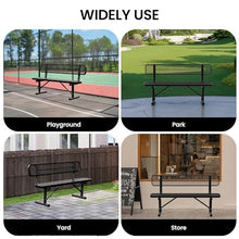 Sunnibety 6 Feet Heavy Duty Metal Park Bench for Outside, Outdoor Bench with Backrest & Portable Frame, Commercial Benches for Shopping Malls, Stores, Parks, Patios, Decks, Black