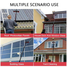 Ostreemaner Hydraulic Window Cleaning Kit, 2-in-1 Solar Panel Cleaning Brush with Rubber Scraper, Adjustable Telescopic Pole for Photovoltaic and Solar Panel Glass Window Roof Cleaning,7.2M