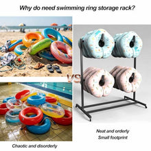 Asiwnshw 2-Tier Pool Float Storage, Outdoor Holder Pool Side Organizer, Rolling Pool Float Storage Organizer w/Wheels & Crossbar, Suitable for Swimming Equipment & Accessories(Black,Small)