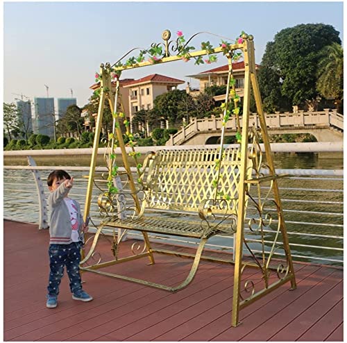 KYTGFH Patio Swing Porch Hang Club Bench Chair,Outdoor Swing Chairs for Adults,Gold Princess Swing Bed Garden Swing Outdoor Swing Chair Bench