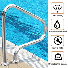 DMCHENGMA Pool Handrails Swimming Pool Stair Rail, 304 Stainless Steel Stair Pool Hand Rail, Easy Mount Non-Slip Pool Safety Products Hand Grab Rails (2PCS)