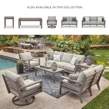 Signature Design by Ashley Hillside Barn Outdoor Sofa with Cushion, Heavyweight Weatherwood All-Weather Frame, Engineered Resin Polymer Wood-Look, Nuvella+ UV-Resistant Fabric for Patios, Gray/Brown