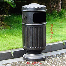 YUHUAWF Outdoor Trash Can Outdoor Trash Can Cast Aluminum Recessed Panel Garbage Can Single Outdoor Metal Waste Bin with Decorative Panel, 10.5 Gallons in Backyard, Deck, or Patio