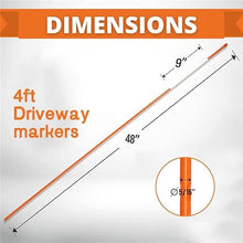 4ft Pro Snow Stakes - 48" x 5/16" Driveway Markers, Pointed Tip, Hy Viz Reflective Tape, Armor Cap (Choose Color/Quantity) (760, Orange)