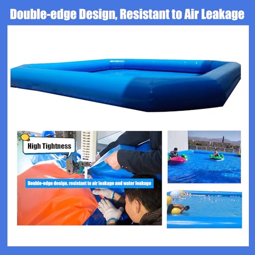 EQCOTWEA Oversized Inflatable Swimming Pool with 110V Blower Blue