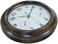 UYCVT Outdoor Wall Clock, Metal Retro Wall Clock, Waterproof Garden Clock with Thermometer and Hygrometer, Suitable for Living Room