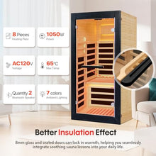 OUTEXER Sauna One Person Far Infrared Saunas Room Chilean Pine Wood 1050W