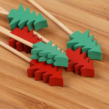 BambooMN Holiday Bamboo Evergreen Tree Cocktail Appetizer Sandwich Skewer Picks - 3.9" (10cm) - Red & Green - 10,000 Pieces