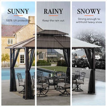 Sunjoy Hardtop Gazebo 10x12 ft Outdoor Heavy Duty Steel Frame Brown