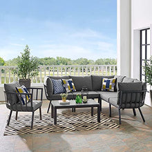 Lounge Sectional Sofa Chair Set, Aluminum, Metal, Grey Gray, Modern, Outdoor Patio Balcony Bistro
