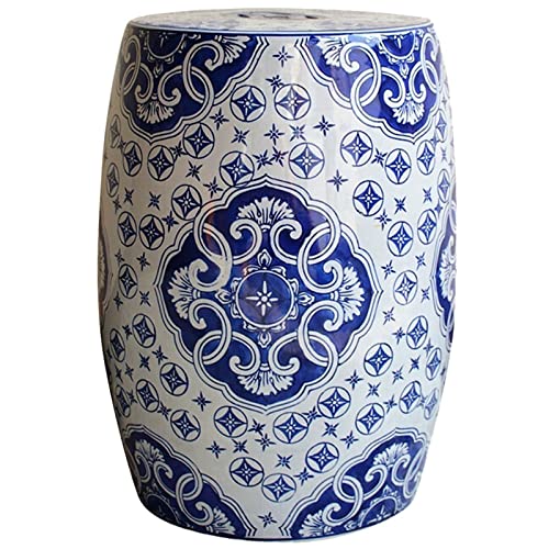 Ceramic Drum Table,Ceramic Drum Stool,Decorative Ceramic Garden Stool, Glazed Celadon Shoe-Changing Stool Drum Stool, Suitable for Outdoor Garden,