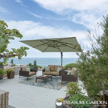 Treasure Garden AKZ PLUS Cantilever Umbrella 10'x13' Rectangular Obravia Navy Canopy and Bronze Frame with Stationary Base