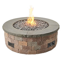 The Outdoor GreatRoom Company DIY Bronson Block Round Gas Fire Pit Kit with Battery Powered Spark Ignition, Propane or Natural Gas, Charcoal Grey Top 4-Piece Set, 51.25-Inch