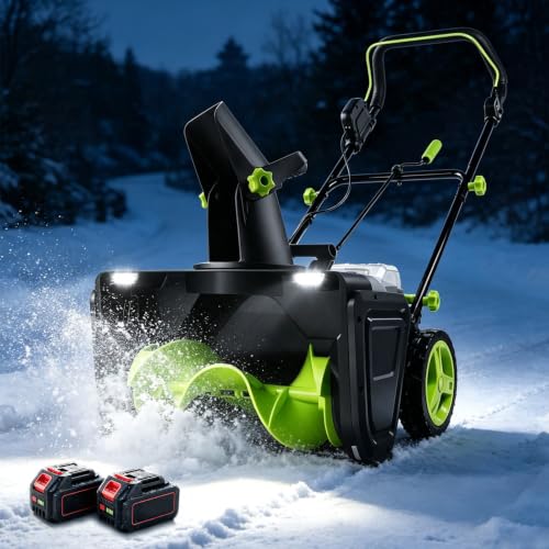 HASORVLUK Cordless Snow Blower, 3500W Brushless Motor, 25ft Max Throw 2Bat