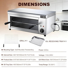 2000W Electric Salamander Oven, Thermostatic, Stainless Steel