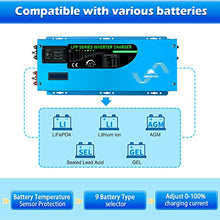 3000W Peak 9000W Pure Sine Wave Inverter Charger, DC 12V to AC 120V Power Inverter, with Battery Charger LCD Display, for RV, Camper, Trailer, Home, Low Frequency Manufactured by SunGoldPowerCo.,Ltd