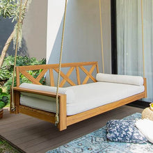 Cambridge Casual Logan Teak Wood 6 FT Porch Swing Bed, Upgraded Patio Porch Swing Daybed with Thick Cushion Support, 750 LB Weight Capacity, Teak Porch Daybed Swing for Garden, Backyard, Porch