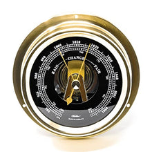 Fischer 1508B-45.6 - Maritime Inner Barometer - 125 mm Pressure Gauge, Black Dial, Brass Case, Made in Germany