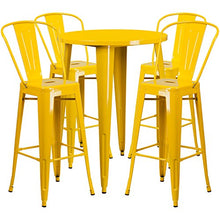 Flash Furniture Callum 30" Round Yellow Metal Indoor-Outdoor Bar Table Set with 4 Cafe Stools