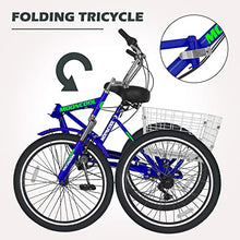 DoCred Adult Folding Tricycle 7-Speed Blue