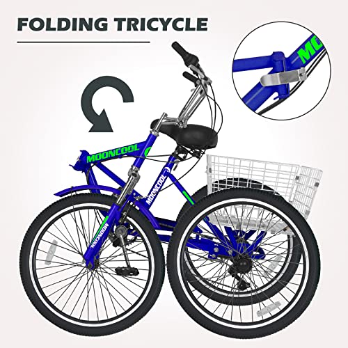 DoCred Adult Folding Tricycle 7-Speed Blue