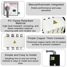 4P 125A AC400V ATS PC Automatic Transfer Switch Electrical Selector Switche Auto or Manual 2 Input 1 Output Uninterrupted Power