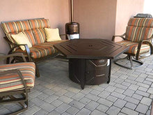 Hiland F-HEX-FPT Fire Pit Propane Heater w/Glass, Hexagon, Hammered Bronze