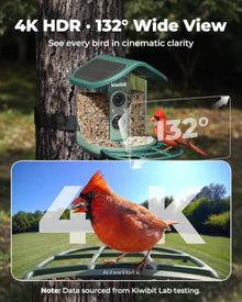 Solar Bird Feeder with Camera, 4K Auto Focus, Kiwibit Bird Feeder 2 Pro