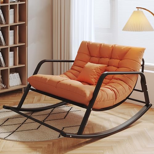 KLNBV Rocking Chair Nursery,Oversized Patio Rocking Chairs with High Backrest Armchair Comfy Side Chair,440Lbs Support Rocking Chairs, Modern Loungewith Iron Frame for Living Room, Bedroom