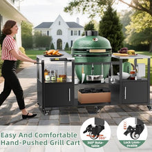 Outdoor Grill Table for Big Green Egg, Metal Grill Cart with Storage Box