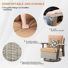 MeetLeisure Outdoor Swivel Rocker Patio Chairs Set of 2 with Matching Side Table - Wicker Patio Swivel Rocker Chairs Set of 2 with 360 Degree Swivel Base & Premium Camel Olefin Cushions