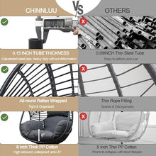 CHINNLUU Oversized Hanging Egg Chair with Stand Outdoor Wicker Swing Chair Comfy Hammock Egg Shaped Chair 400lbs Capacity for Patio, Garden and Balcony